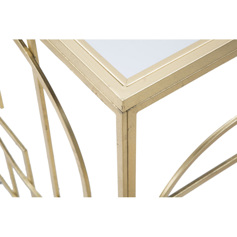 Console design originale Rectangulaire en Métal Doré Miroir Marie 