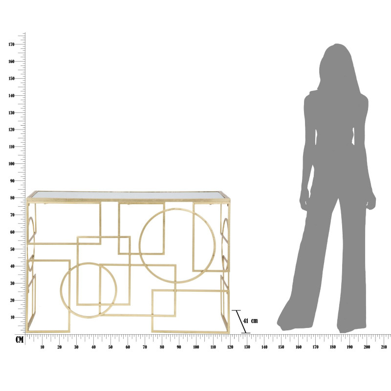 Console design originale Rectangulaire en Métal Doré Miroir Marie 