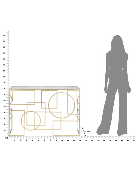 Console design originale Rectangulaire en Métal Doré Miroir Marie 