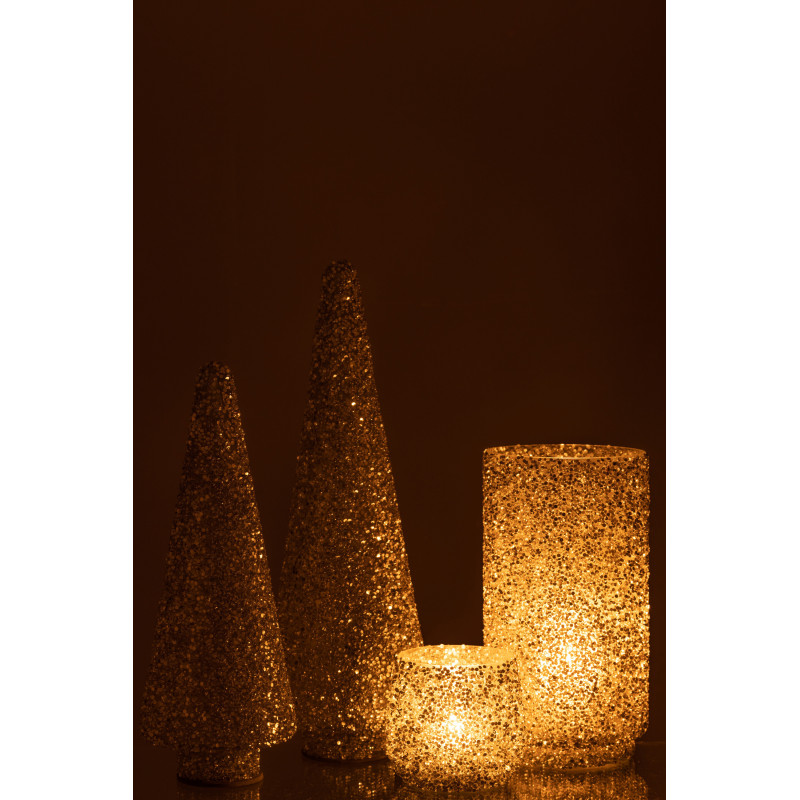 Décoration de Noël Sapin 40 cm en Verre Argenté Avec paillettes - 6