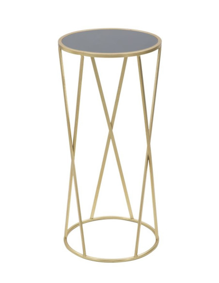 Sellette haute moderne Ronde en Métal Doré Verre Glam 