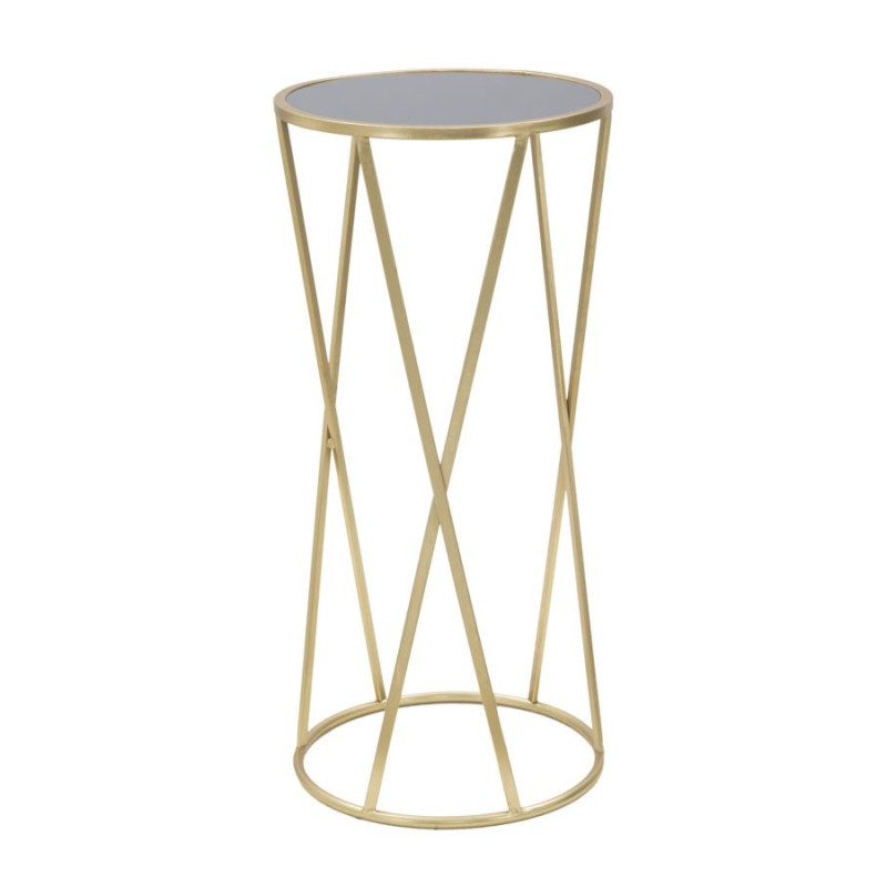 Sellette haute moderne Ronde en Métal Doré Verre Glam 