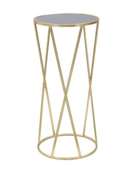 Sellette haute moderne Ronde en Métal Doré Verre Glam 