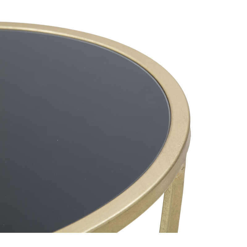 Sellette haute moderne Ronde en Métal Doré Verre Glam 