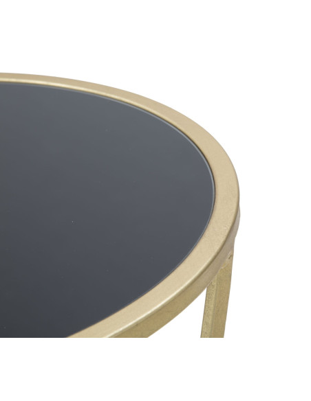 Sellette haute moderne Ronde en Métal Doré Verre Glam 