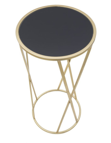 Sellette haute moderne Ronde en Métal Doré Verre Glam 