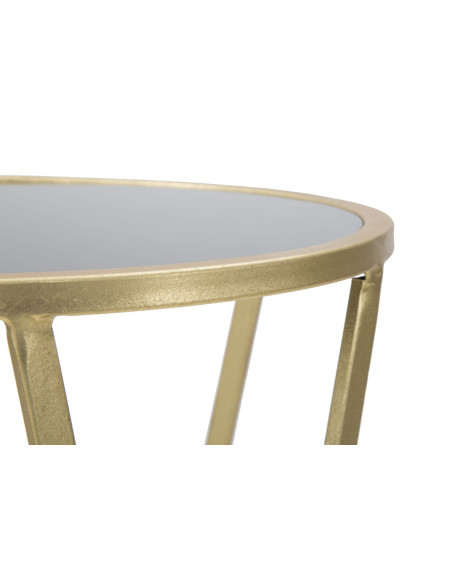 Sellette haute moderne Ronde en Métal Doré Verre Glam 