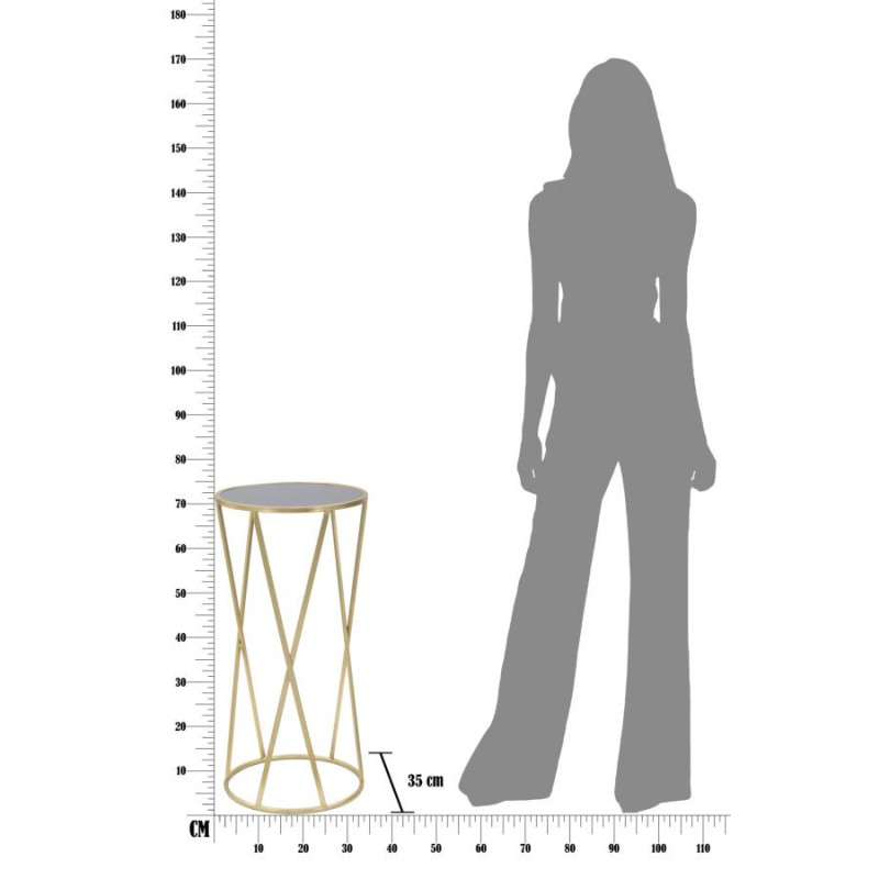 Sellette haute moderne Ronde en Métal Doré Verre Glam 