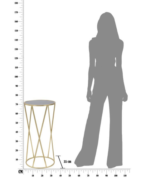 Sellette haute moderne Ronde en Métal Doré Verre Glam 