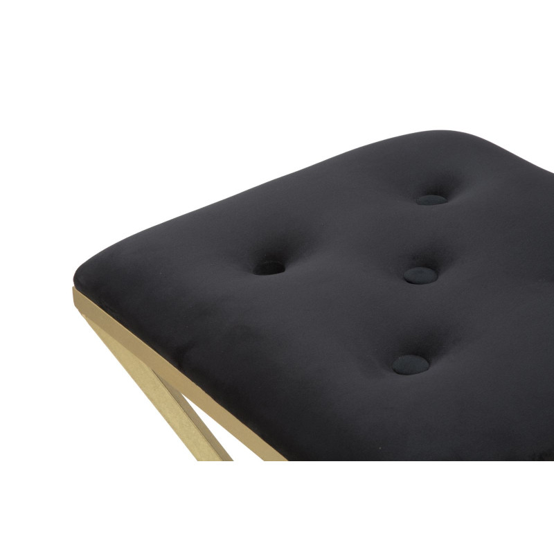 Tabouret de bar design original carré en Velours Noir Capitonné Métal Doré Piramid 