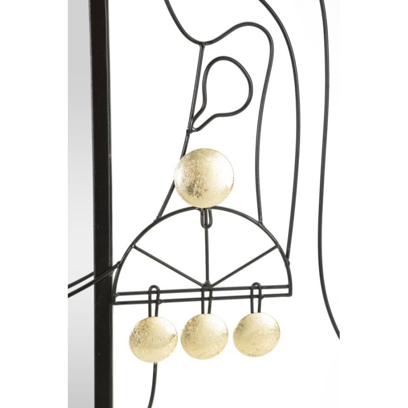 Miroir mural original Visage arty Rectangulaire 64x85 en Métal Noir Doré Eleonor 