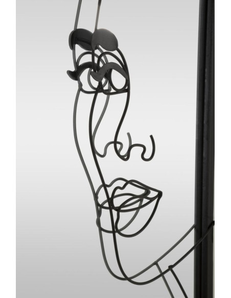 Miroir mural original Visage arty Rectangulaire 64x85 en Métal Noir Doré Eleonor 