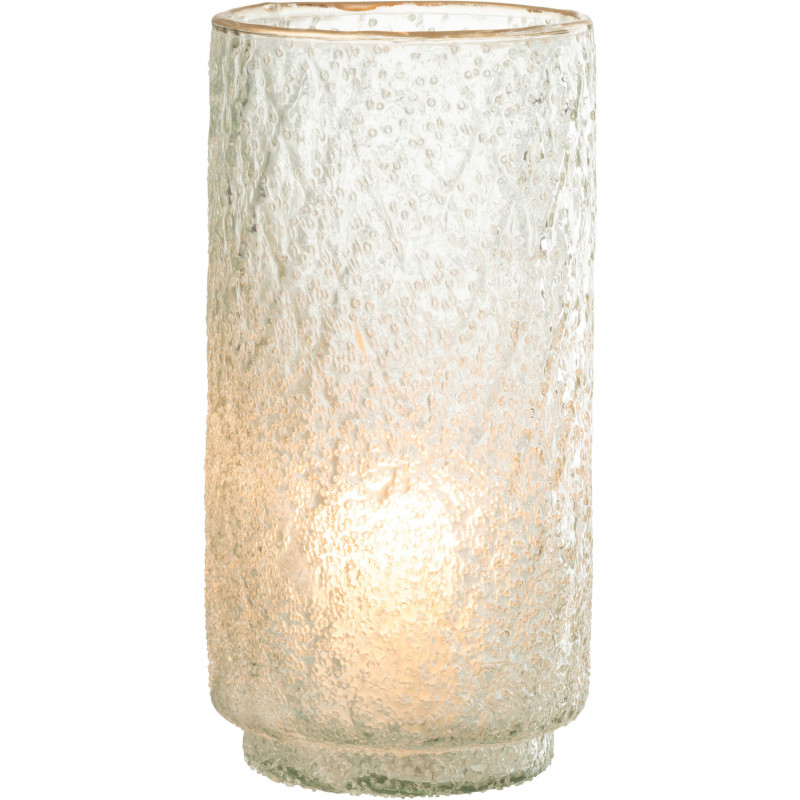 Vase cylindre transparent en verre bord doré H25 cm - 2