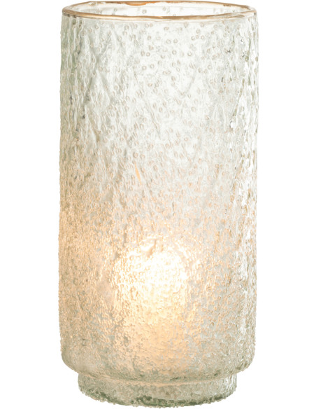 Vase cylindre transparent en verre bord doré H25 cm - 2