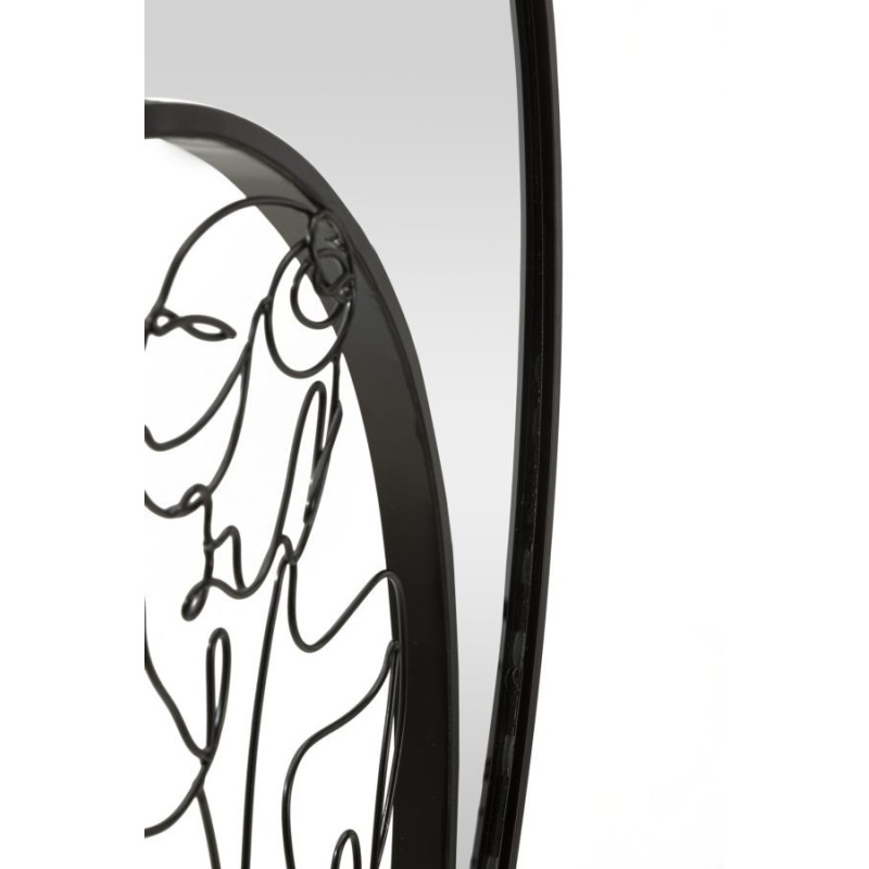 Miroir Mural Ovale Noir Moderne Massilly 43x69 Cm - Style Rétro Pour Votre Décoration