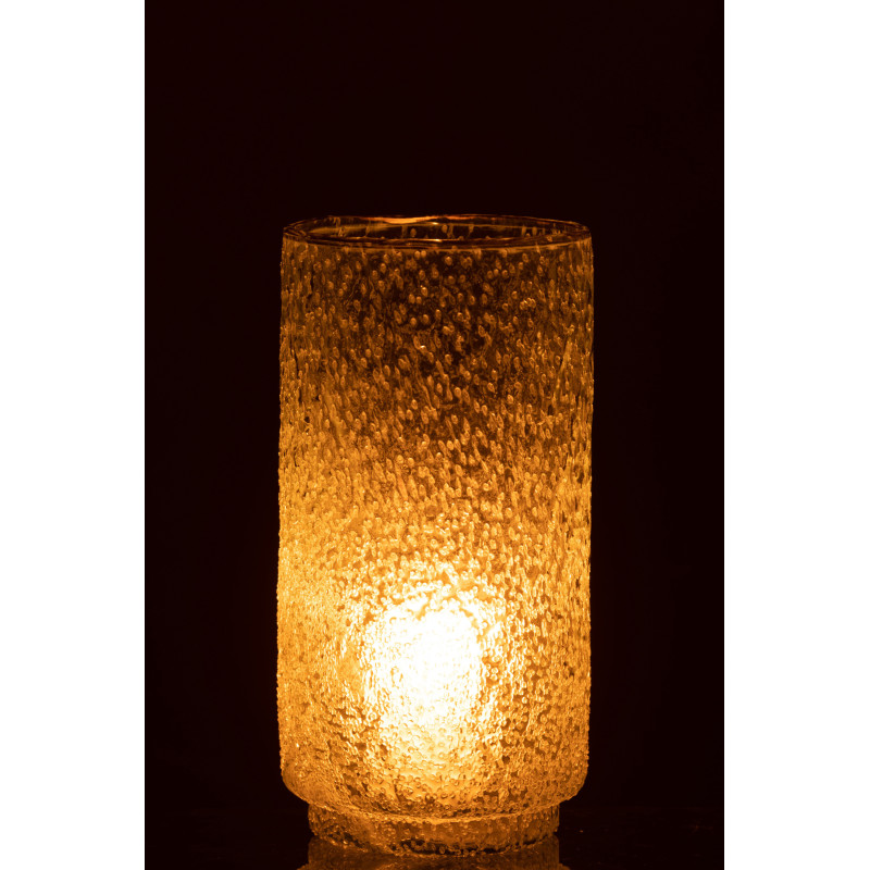 Vase cylindre transparent en verre bord doré H25 cm - 3