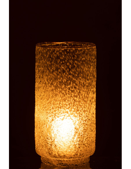 Vase cylindre transparent en verre bord doré H25 cm - 3