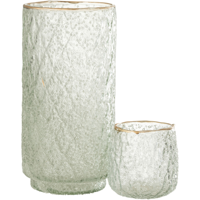 Vase cylindre transparent en verre bord doré H25 cm - 4