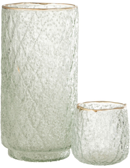 Vase cylindre transparent en verre bord doré H25 cm - 4