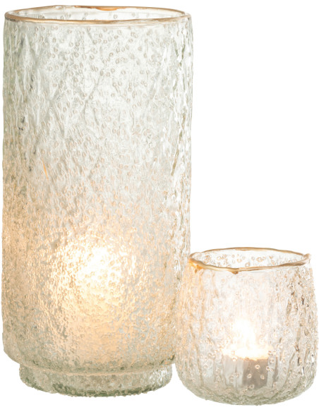 Vase cylindre transparent en verre bord doré H25 cm - 5