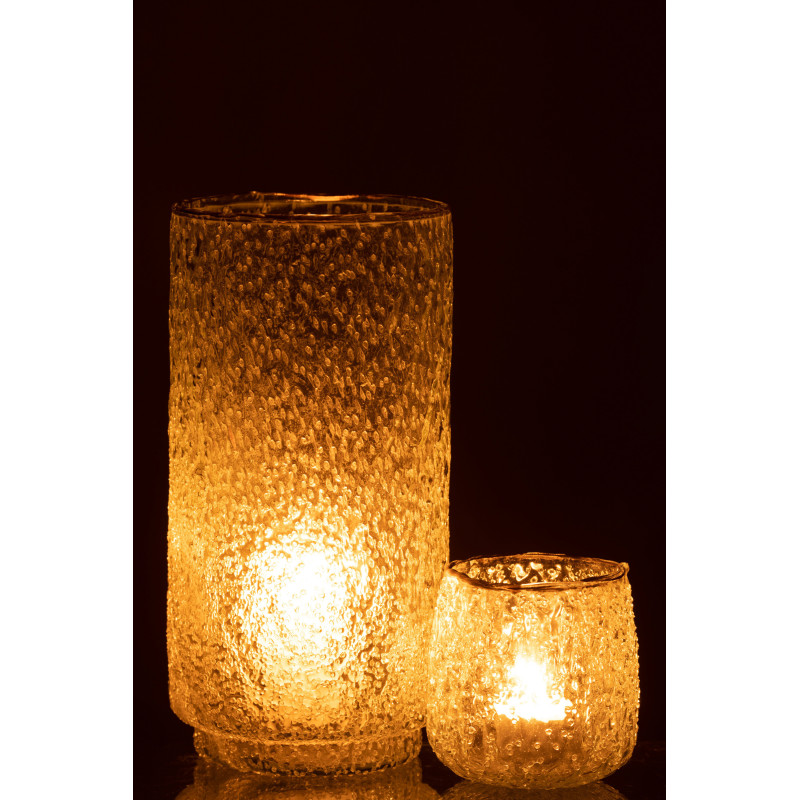 Vase cylindre transparent en verre bord doré H25 cm - 6