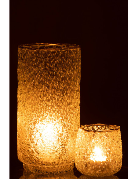 Vase cylindre transparent en verre bord doré H25 cm - 6