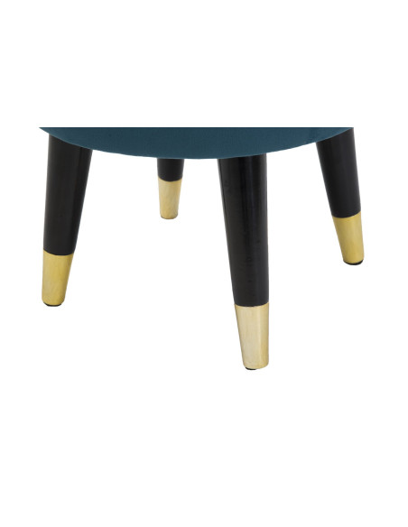 Tabouret moderne Rond en Velours Bleu canard Métal Doré Noir Paris 