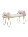 Banquette moderne chic 1 place en Velours Rose Métal Doré Ribbon 