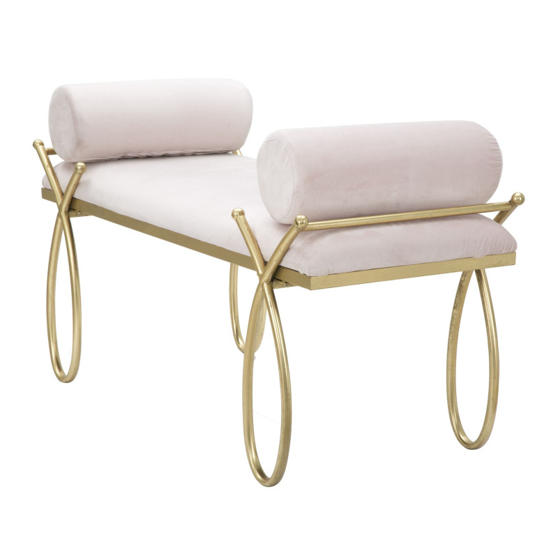 Banquette moderne chic 1 place en Velours Rose Métal Doré Ribbon 