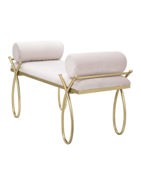 Banquette moderne chic 1 place en Velours Rose Métal Doré Ribbon 