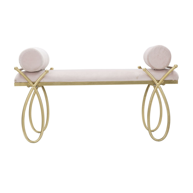 Banquette moderne chic 1 place en Velours Rose Métal Doré Ribbon 