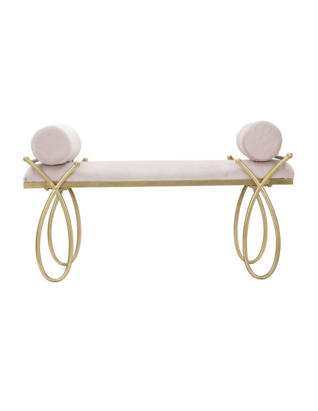 Banquette moderne chic 1 place en Velours Rose Métal Doré Ribbon 