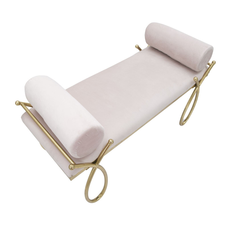 Banquette moderne chic 1 place en Velours Rose Métal Doré Ribbon 