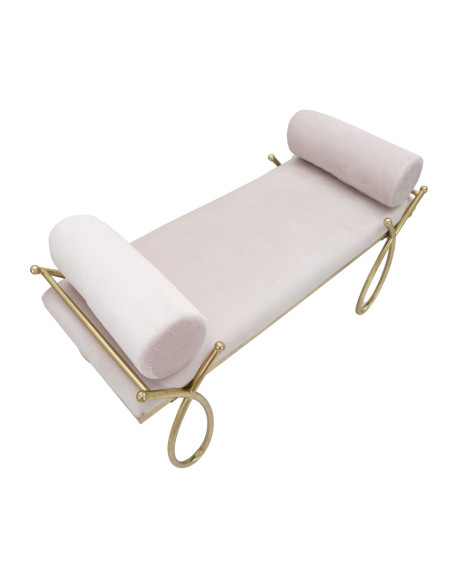Banquette moderne chic 1 place en Velours Rose Métal Doré Ribbon 