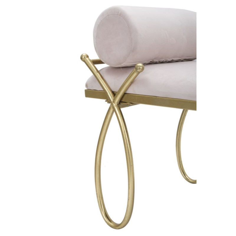 Banquette moderne chic 1 place en Velours Rose Métal Doré Ribbon 