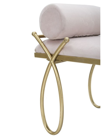 Banquette moderne chic 1 place en Velours Rose Métal Doré Ribbon 
