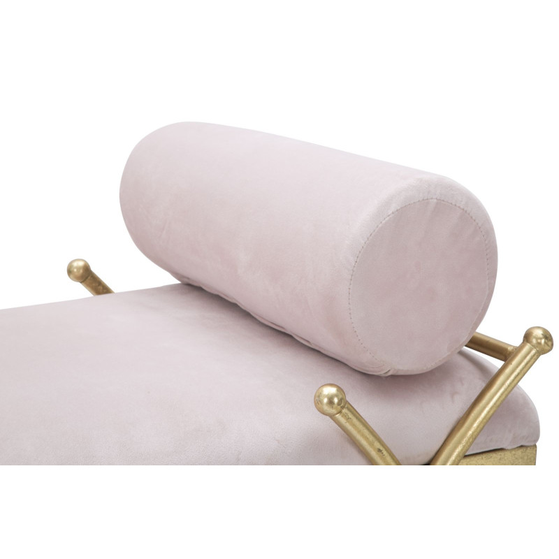 Banquette moderne chic 1 place en Velours Rose Métal Doré Ribbon 