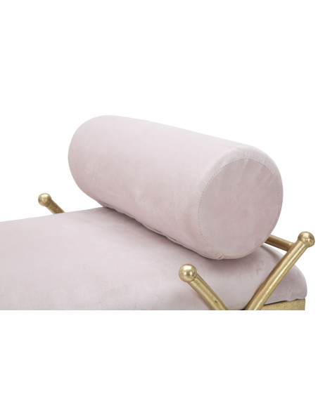 Banquette moderne chic 1 place en Velours Rose Métal Doré Ribbon 