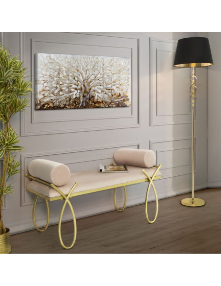 Banquette moderne chic 1 place en Velours Rose Métal Doré Ribbon 