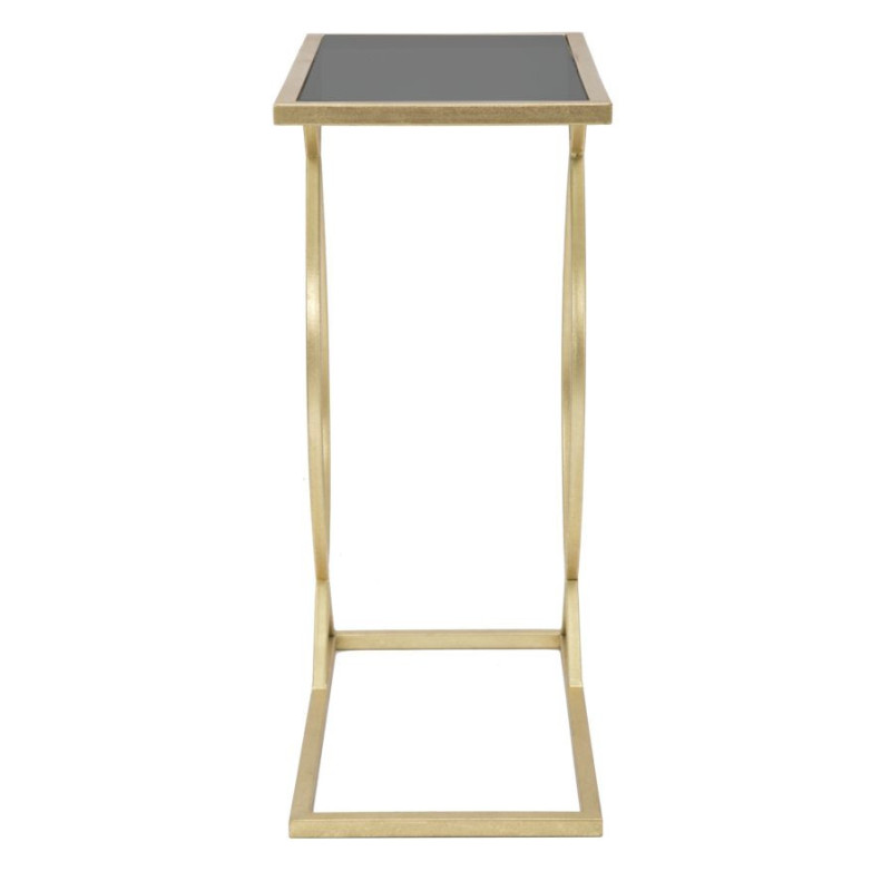 Bout de canapé moderne Rectangulaire en Métal Doré Verre Glam 