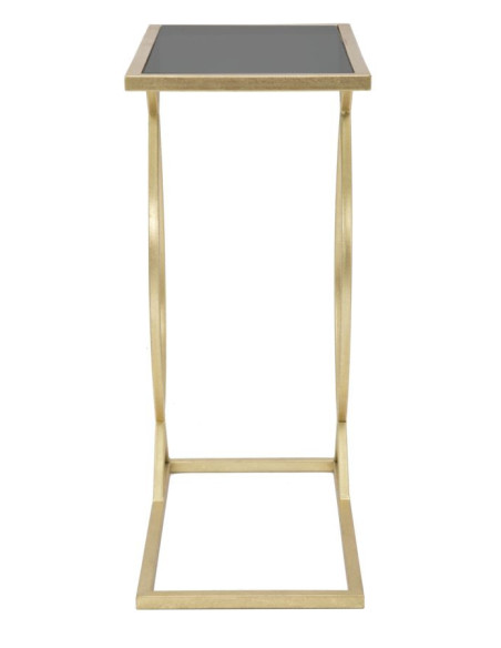 Bout de canapé moderne Rectangulaire en Métal Doré Verre Glam 