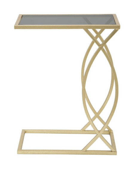 Bout de canapé moderne Rectangulaire en Métal Doré Verre Glam 