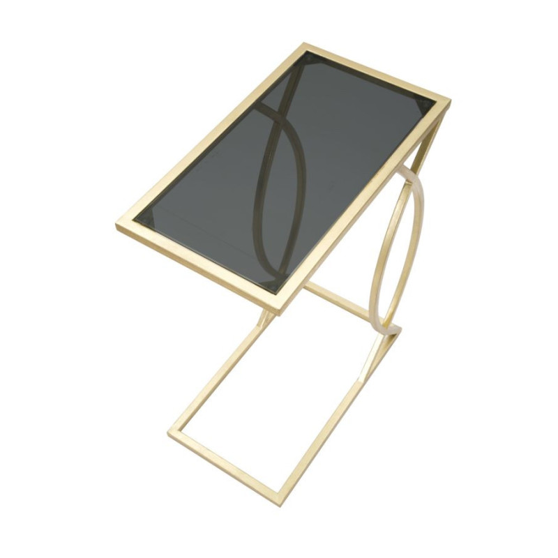 Bout de canapé moderne Rectangulaire en Métal Doré Verre Glam 