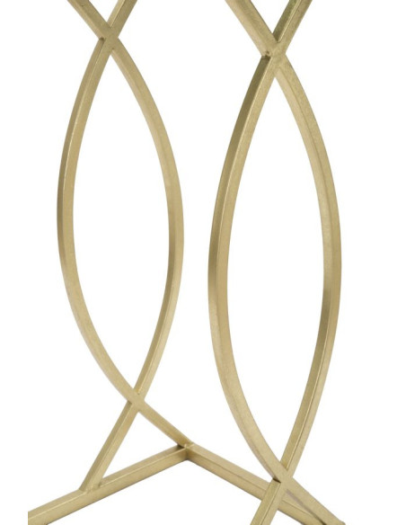 Bout de canapé moderne Rectangulaire en Métal Doré Verre Glam 