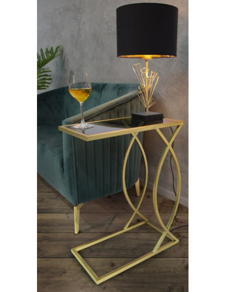 Bout de canapé moderne Rectangulaire en Métal Doré Verre Glam 