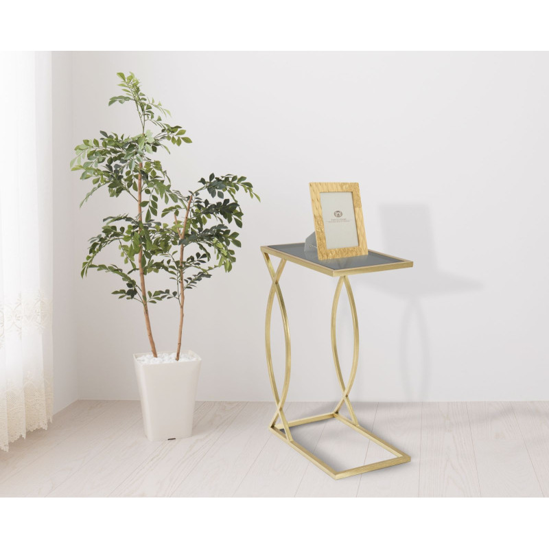 Bout de canapé moderne Rectangulaire en Métal Doré Verre Glam 