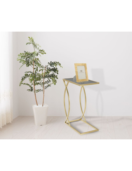 Bout de canapé moderne Rectangulaire en Métal Doré Verre Glam 