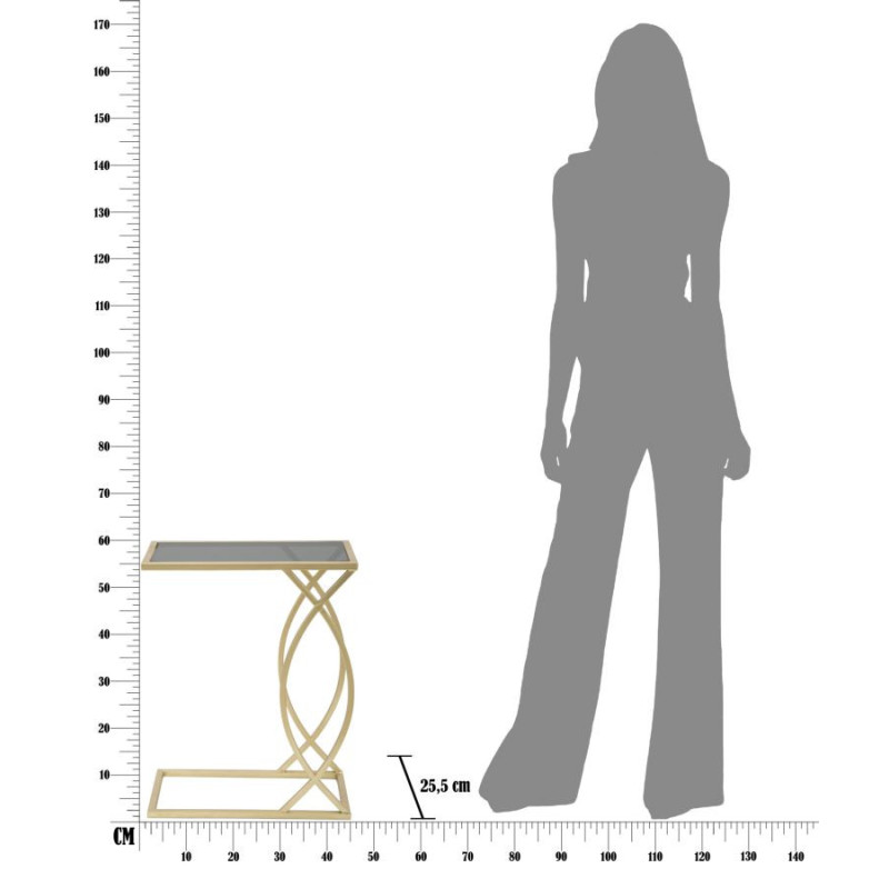 Bout de canapé moderne Rectangulaire en Métal Doré Verre Glam 