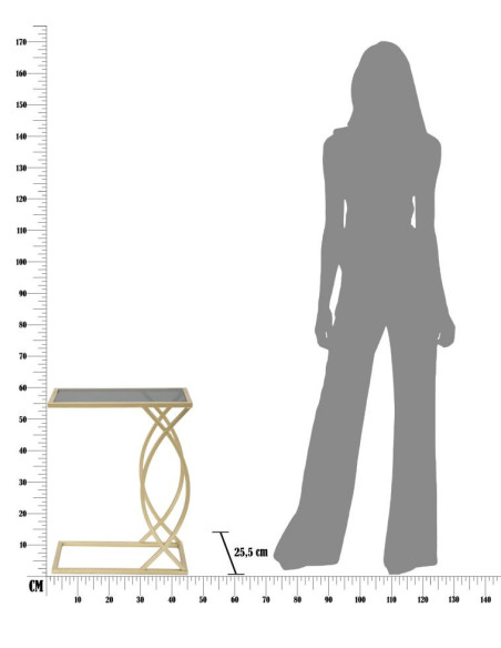 Bout de canapé moderne Rectangulaire en Métal Doré Verre Glam 