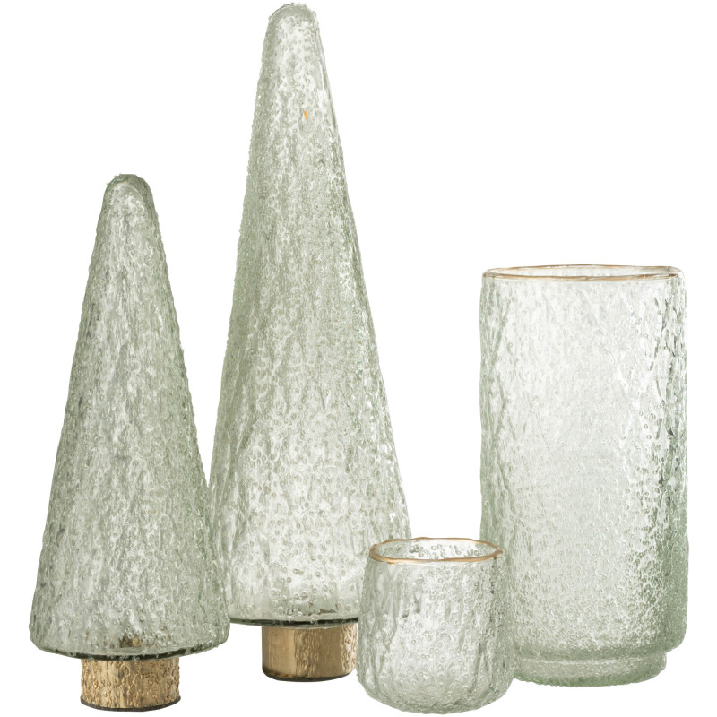 Sapin de Noël 40 cm en Verre Transparent Doré - 3